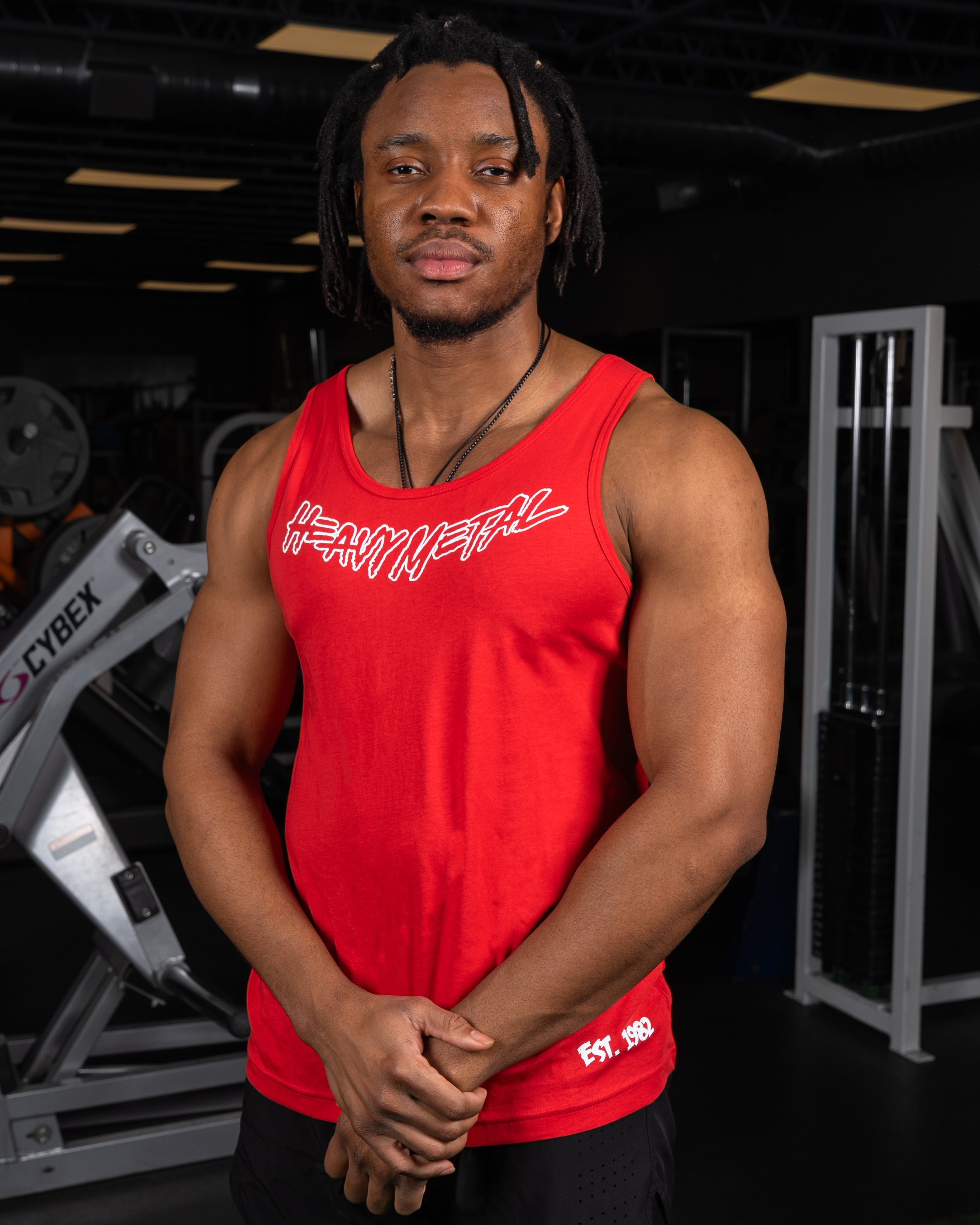 Men's Classic Tank Top | Red & White – Heavy Metal Gym