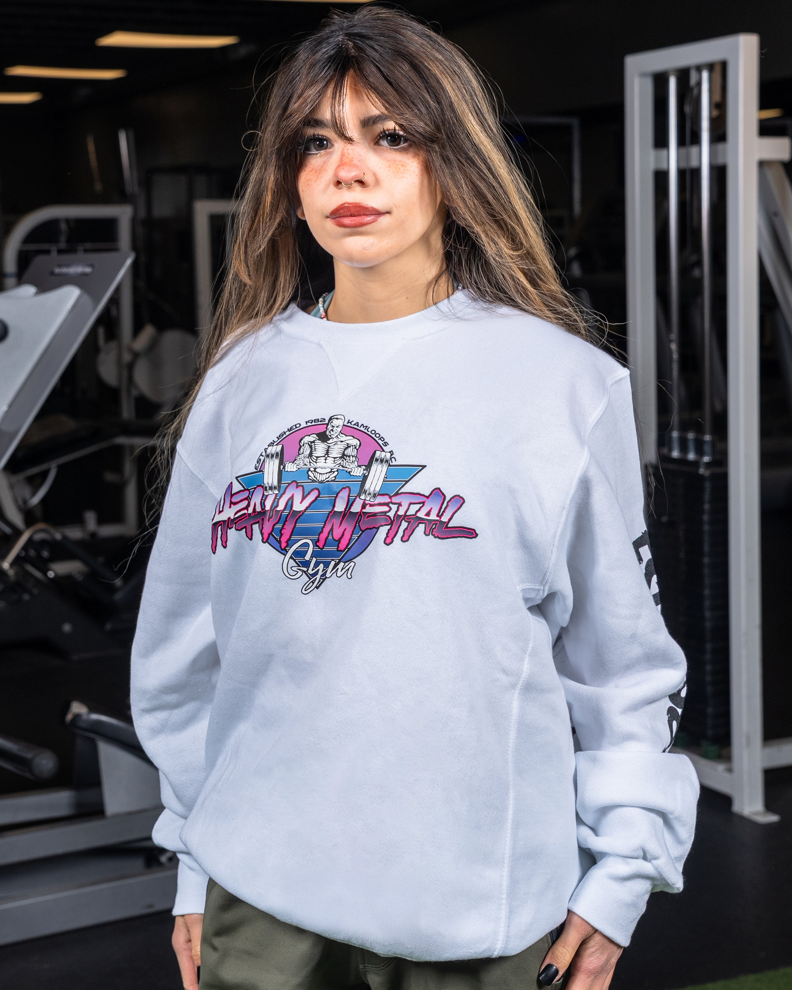 Retro Crewneck - Front View - Women's | Heavy Metal Gym